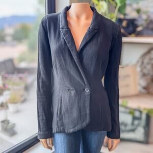 T by Alexander Wang Designer Black Faux Open Back Wrap Blazer Women's Medium